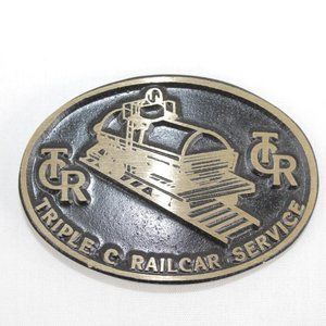 Triple C Railcar Service Solid Brass Belt Buckle Made in USA Dynabuckle Utah